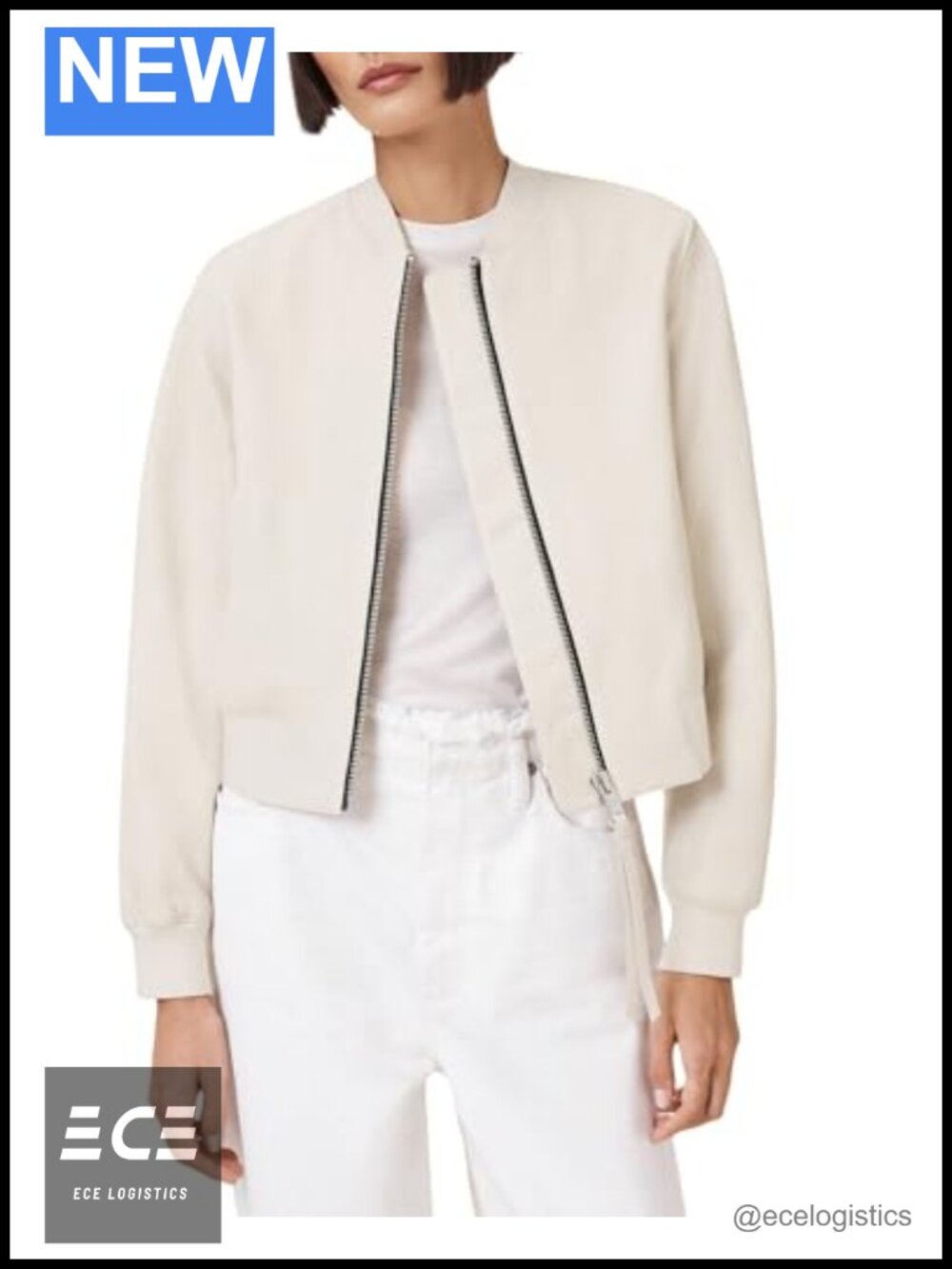 Nappa Sheep Leather Bomber Jacket Zip Ribbed Trim